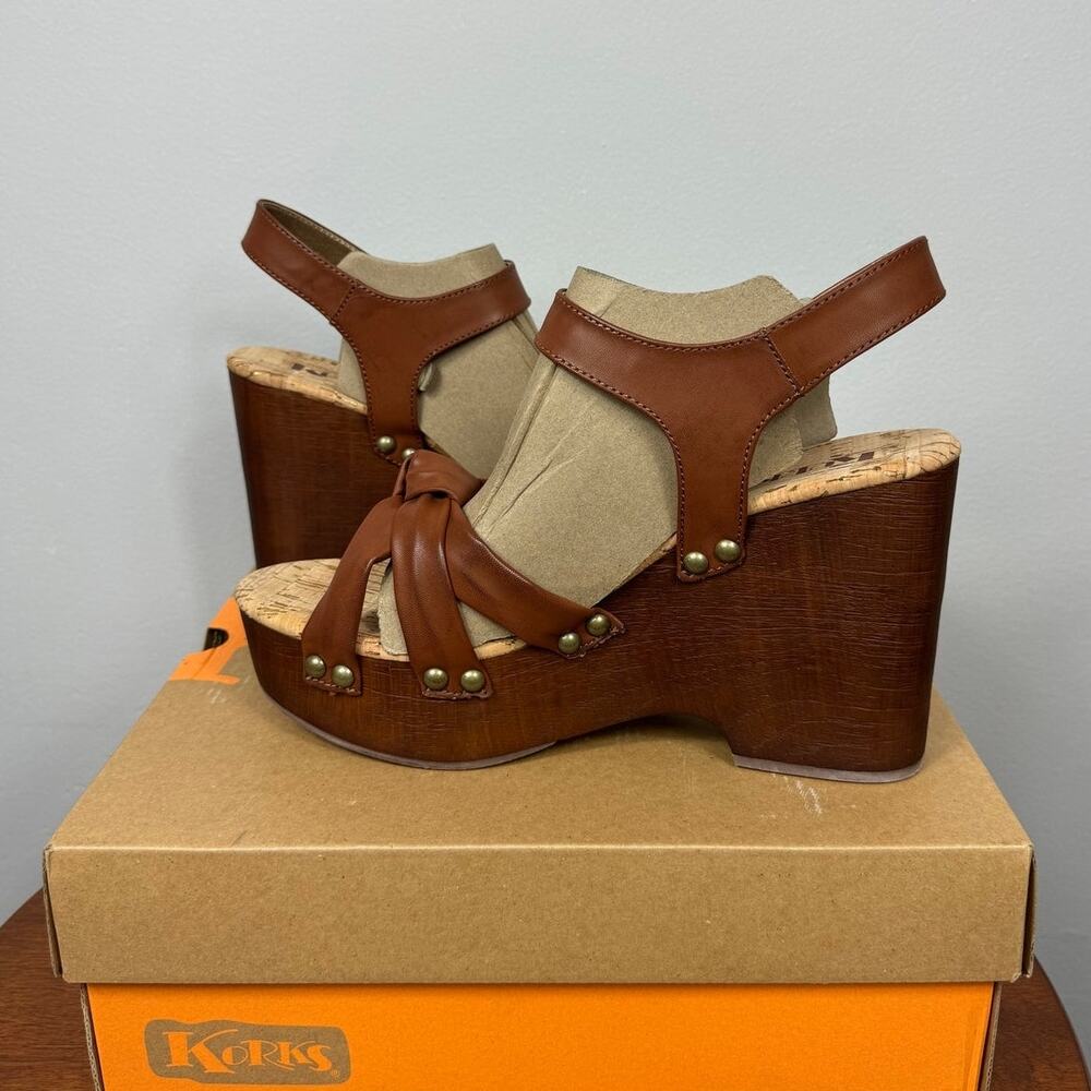 New Korks Dawson Platform Wedge Sandal in Brown Faux Leather Women's Size 11 - Picture 6 of 9